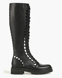 Gianvito Rossi Halsey cutout leather combat boots - Black Black