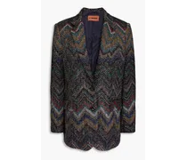 Embellished intarsia-knit blazer - Black