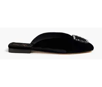 Lavina crystal-embellished velvet slippers - Black