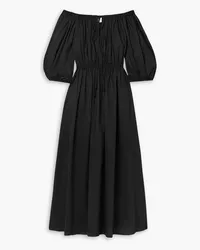 Matteau Off-the-shoulder cotton-poplin midi dress - Black Black