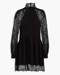 IRO Deorro crocheted lace-paneled crepe mini dress - Black Black