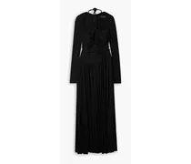Cutout plissé-jersey halterneck maxi dress - Black