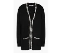 Alice Olivia - Bradford crystal-embellished wool-blend cardigan - Black