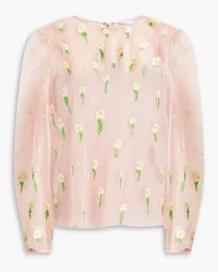 RED Valentino Embroidered point d'esprit top - Pink Pink