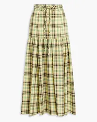 Derek Lam Milly belted checked cotton-blend poplin maxi skirt - Yellow Yellow