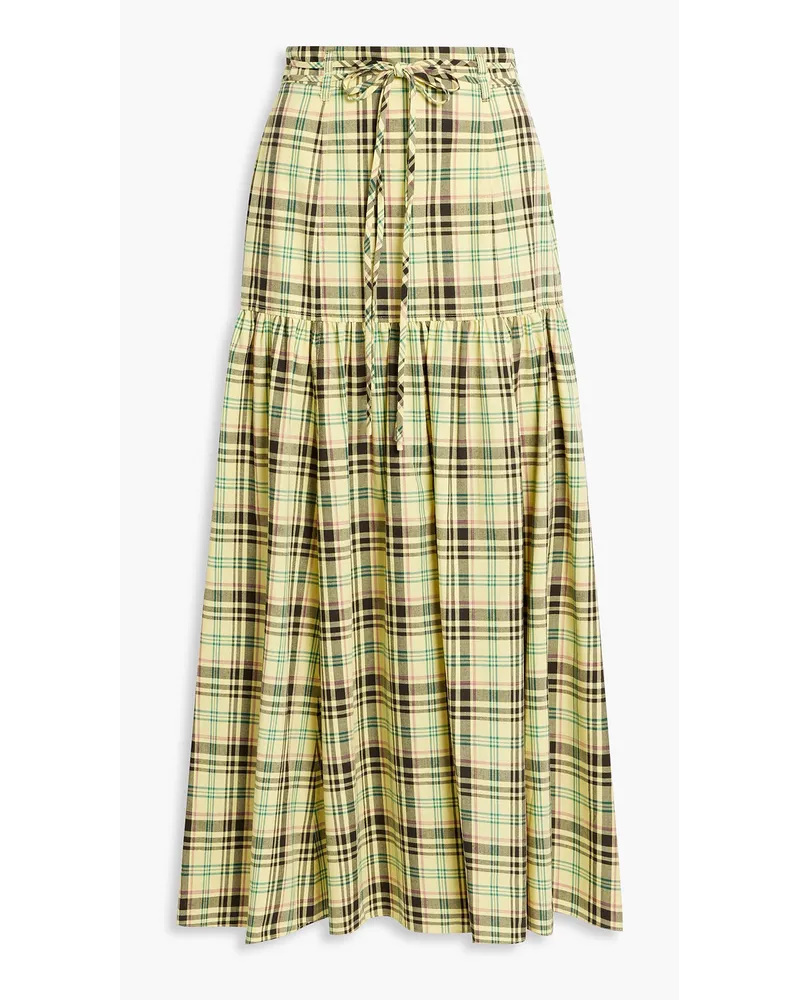 Derek Lam Milly belted checked cotton-blend poplin maxi skirt - Yellow Yellow