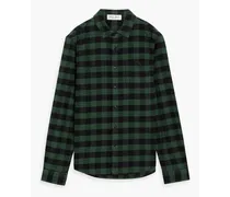 Checked cotton-flannel shirt - Green