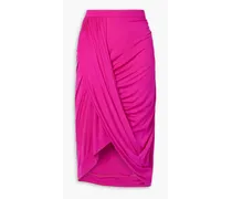 Wrap-effect stretch-jersey midi skirt - Pink