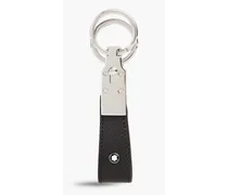 Textured-leather keychain - Black
