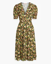 Marni Floral-print crepe midi dress - Yellow Yellow