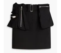 Belted cotton-gabardine mini skirt - Black