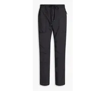 Jersey-paneled stretch-cotton poplin pants - Black