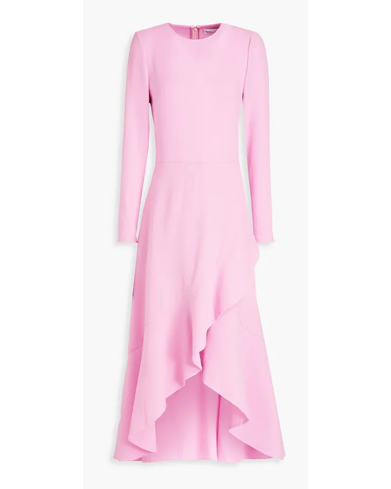 Asymmetric wool-blend crepe dress - Pink