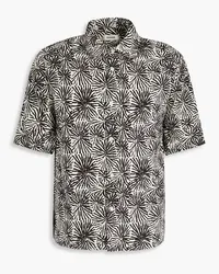 Sandro Printed Lyocell and linen-blend shirt - Black Black