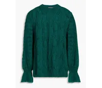 Pointelle-knit mohair-blend sweater - Green
