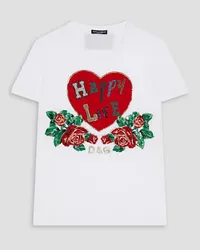 Dolce & Gabbana Embellished cotton-jersey T-shirt - White White