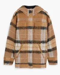 IRO Abeya checked brushed wool-blend tweed hooded jacket - Brown Brown