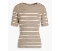 Metallic striped knitted top - Neutral