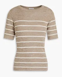 Brunello Cucinelli Metallic striped knitted top - Neutral Neutral