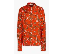 Floral-print cotton-poplin shirt - Red