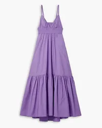 A.L.C. Rhodes ruched cutout cotton-poplin midi dress - Purple Purple