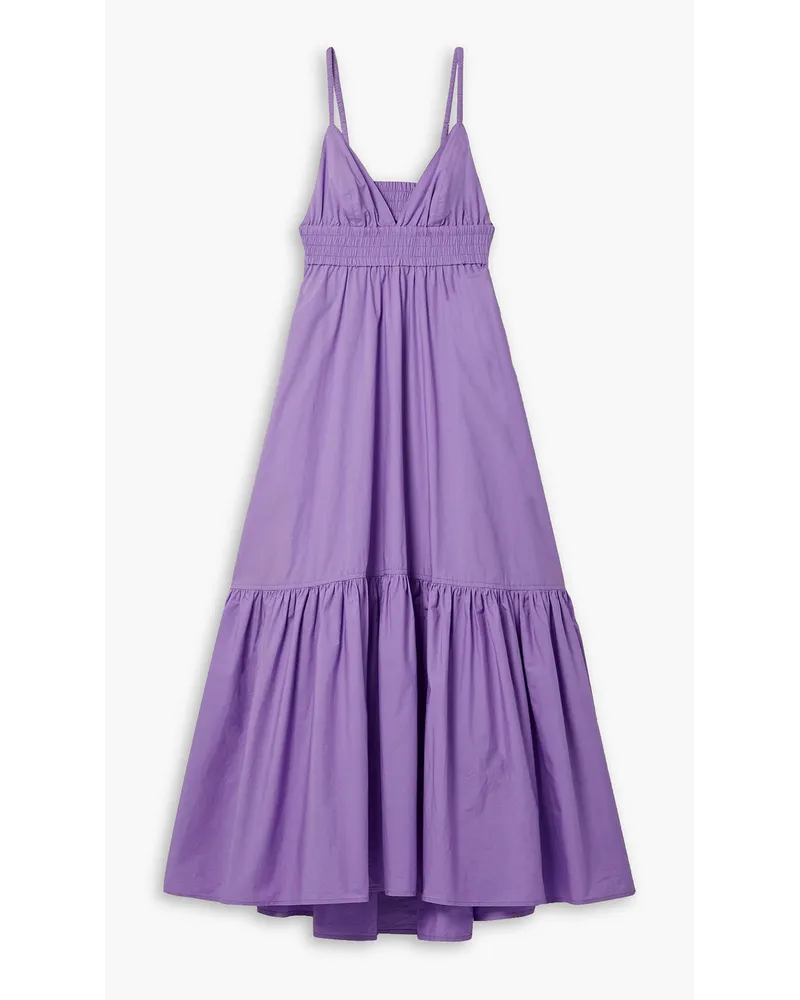 A.L.C. Rhodes ruched cutout cotton-poplin midi dress - Purple Purple