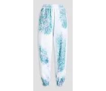 Printed French cotton-terry track pants - White