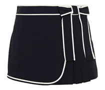Bow-embellished pleated crepe shorts - Black