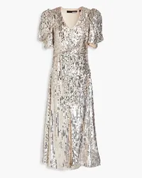 ROTATE Birger Christensen Sequined mesh midi dress - Metallic Metallic