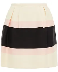 Valentino Garavani Pleated striped wool and silk-blend crepe mini skirt - White White