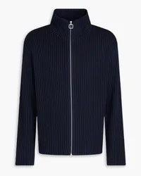 Sandro Two-tone ribbed-knit zip-up sweater - Blue Blue