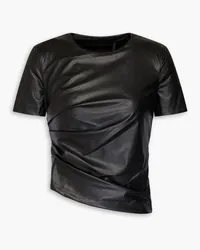 Helmut Lang Asymmetric faux leather top - Black Black