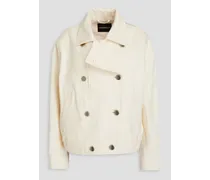 Double-breasted cotton-canvas jacket - White
