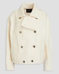 Emporio Armani Double-breasted cotton-canvas jacket - White White