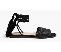 Faux raffia sandals - Black