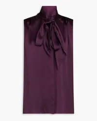 Frame Denim Pussy-bow silk-satin blouse - Purple Purple