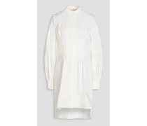 Orsa pintucked cotton mini shirt dress - White