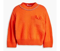 Crystal-embellished knitted sweater - Orange