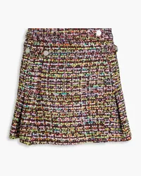 ROTATE Birger Christensen Pleated bouclé-tweed mini skirt - Multicolor Multicolor