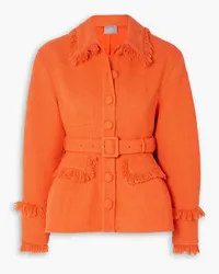 Huishan Zhang Renee belted fringed tweed jacket - Orange Orange