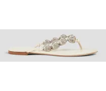 Embellished leather sandals - White