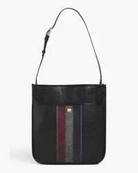 Thom Browne Felt-trimmed pebbled-leather messenger bag - Black - OneSize Black