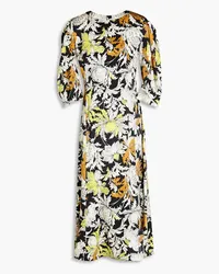 Rodebjer Floral-print satin midi dress - Black Black