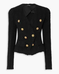 Balmain Double-breasted sequin-embellished bouclé-tweed blazer - Black Black