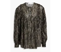 Artya metallic printed silk-blend-jacquard blouse - Black