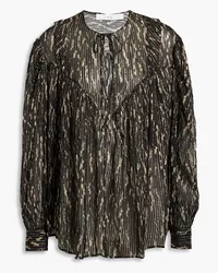 IRO Artya metallic printed silk-blend-jacquard blouse - Black Black