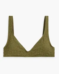 Zimmermann Stretch-jacquard bikini top - Green Green