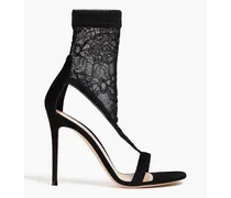 Isabella suede and lace sandals - Black