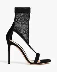 Gianvito Rossi Isabella suede and lace sandals - Black Black