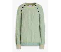 Mélange ribbed wool-blend sweater - Green